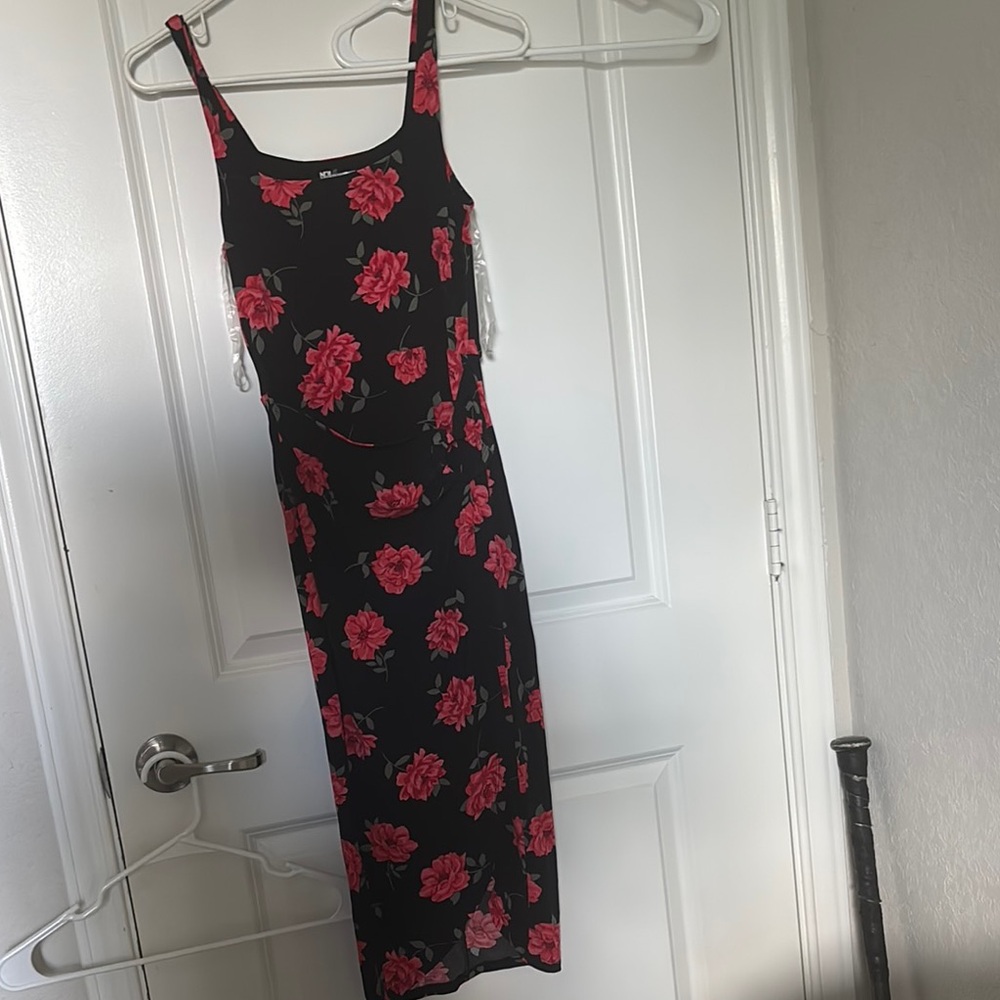 No Boundaries Black and Red Sheath Midi Dress